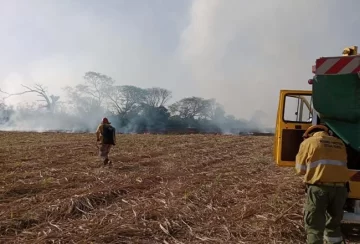 Ranchillos: Defensa Civil junto a los bomberos voluntarios lograron sofocar un incendio de rastrojos de caña