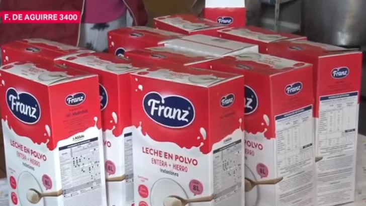 Las cajas de leche almacenadas en depósitos llegaron a un comedor de la provincia
