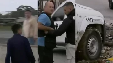 Caos en vivo: nene intentó apuñalar a un agente, policía baleó a un compañero por error y patrullero se quedó en el barro